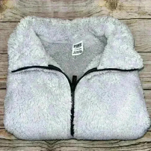 PINK Victoria’s Secret Teddy Sherpa Full Zip Jacket size SM - Picture 5 of 5